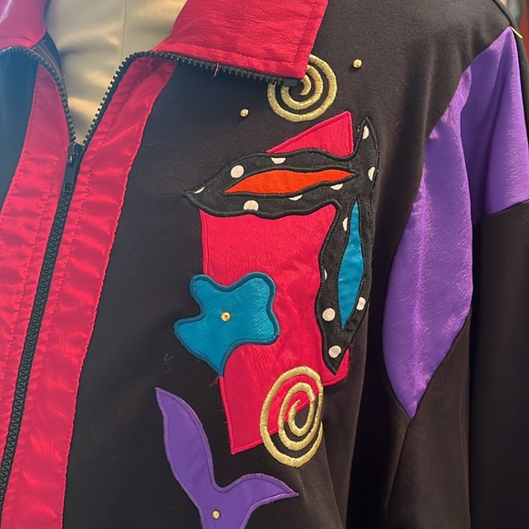 Very 80’s Vintage zip front embellished sweatshirt! - Picture 5 of 8